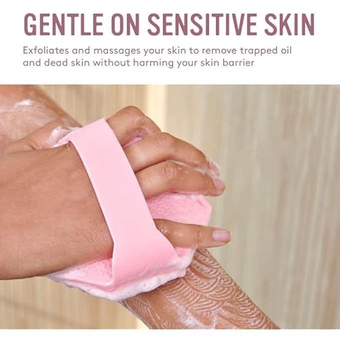 Khazna Silicone Body Scrubber for Sensitive Skin, Eco-Friendly, Lathers Well, and Charcoal-Infused for a Deep Clean,Get Softer, Healthier Skin (Pink) - Image 4